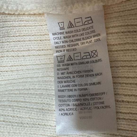 Isaac Mizrahi Shawl Collar Cardigan Sweater, Block Pattern, Cream/Beige, Large - Picture 15 of 16